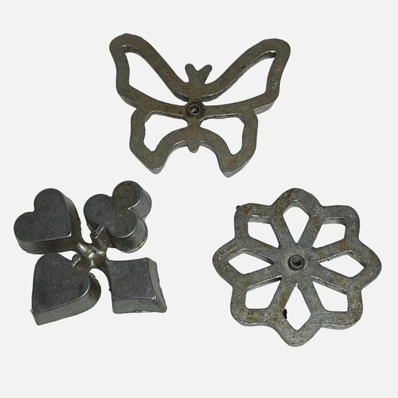 Vintage Rosette Cast Aluminum 3 Piece Pastry Mold Set 1950'S Japan - Picture 2 of 11